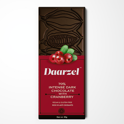 70% Intense Dark Chocolate with Cranberry | Vegan & Gluten Free