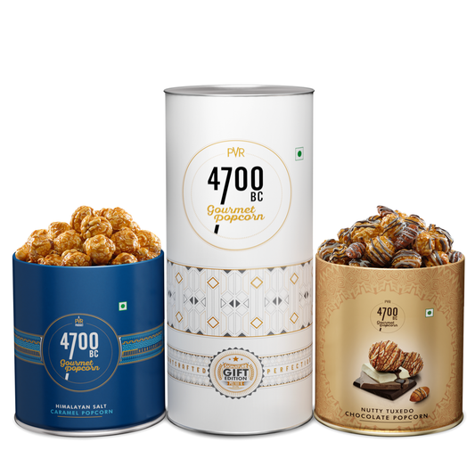Combo Pack, 2 Tins -  Himalayan Salt Caramel + Nutty Tuxedo Popcorn