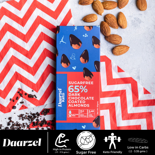 65% Sugar Free Dark Chocolate Coated Almonds | High Protein | Low Carbs
