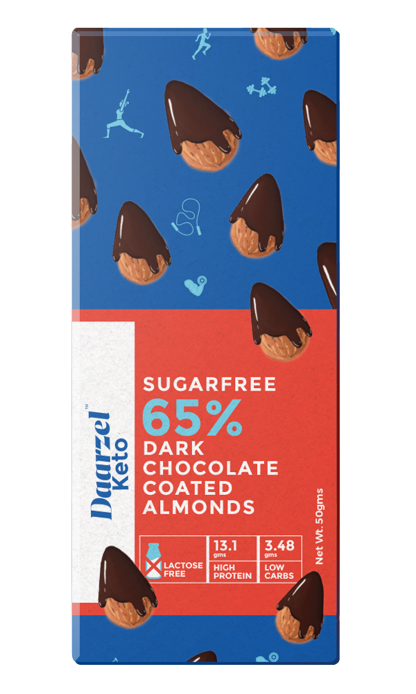 65% Sugar Free Dark Chocolate Coated Almonds | High Protein | Low Carbs